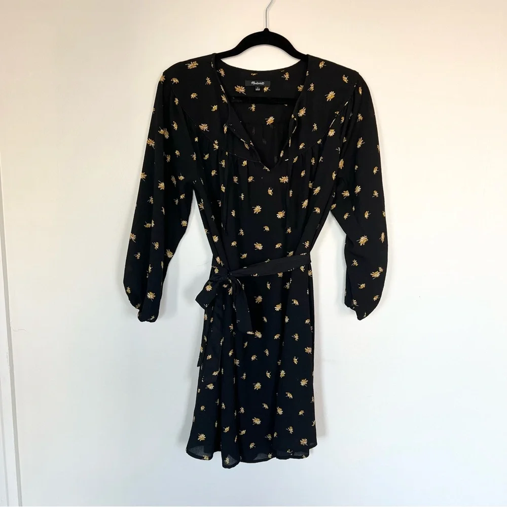 Madewell Tie-Waist Mini Dress in French Daisies